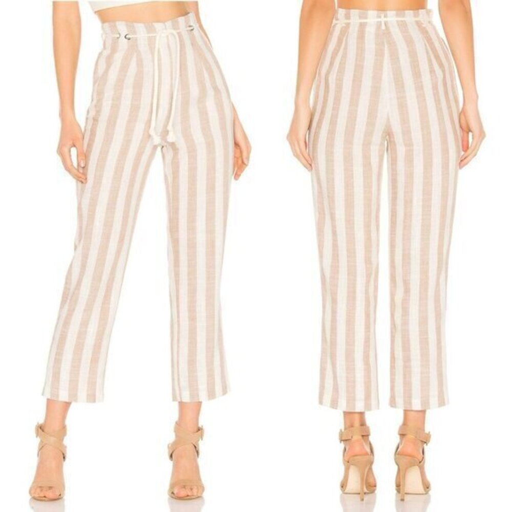 Tularosa Nicki Pants in White & Beige Stripe